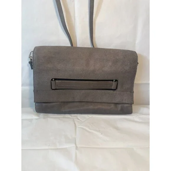 Trina TURK Gray Leather Bag Shoulder Crossbody with Handle Magnetic - Picture 8 of 13